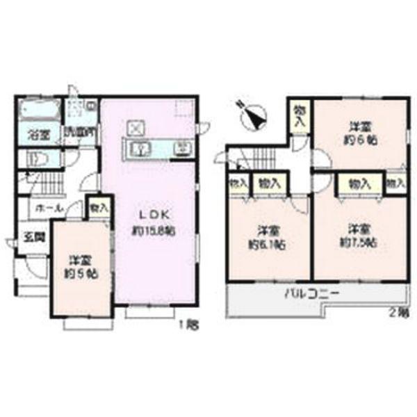 Floor plan. 23.8 million yen, 4LDK, Land area 125.65 sq m , It is a building area of 93.78 sq m floor plan
