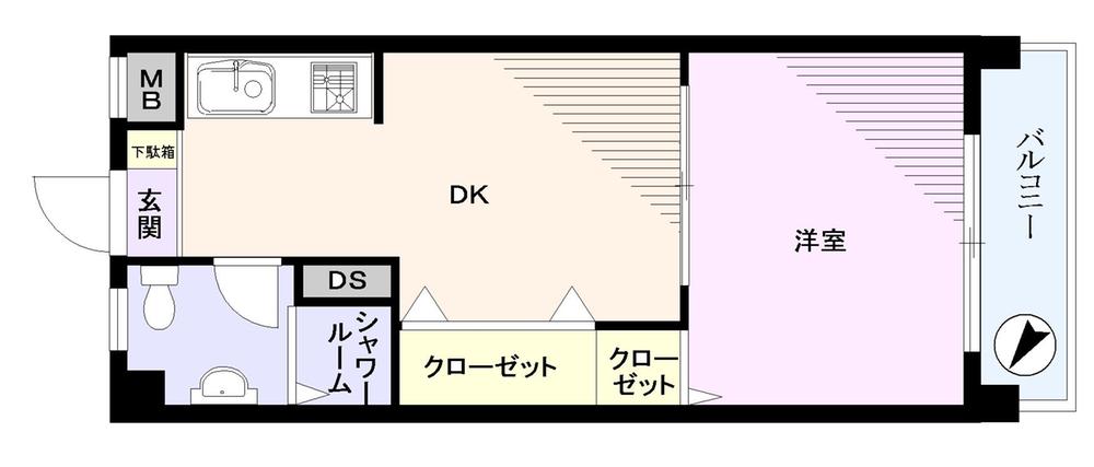 Floor plan. 1DK, Price 6.8 million yen, Occupied area 26.01 sq m , Balcony area 3.23 sq m