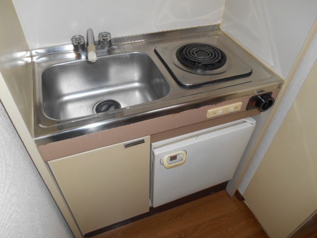 Kitchen. 1-neck electric stove, With a mini fridge