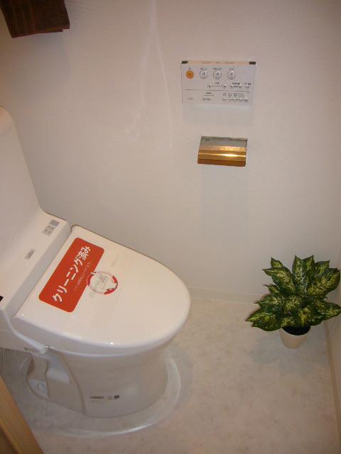 Toilet. New exchange Toilet is with a clean shower.