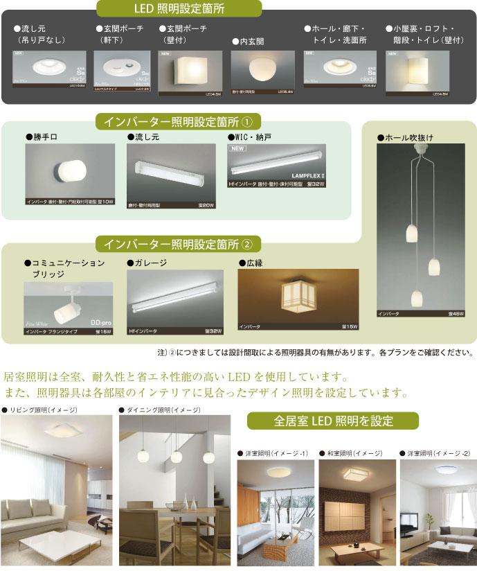 Other Equipment. Room lighting All rooms, We are using a high LED durable and energy-saving performance. Also, Lighting equipment is using a lighting design commensurate with the interior of each room.