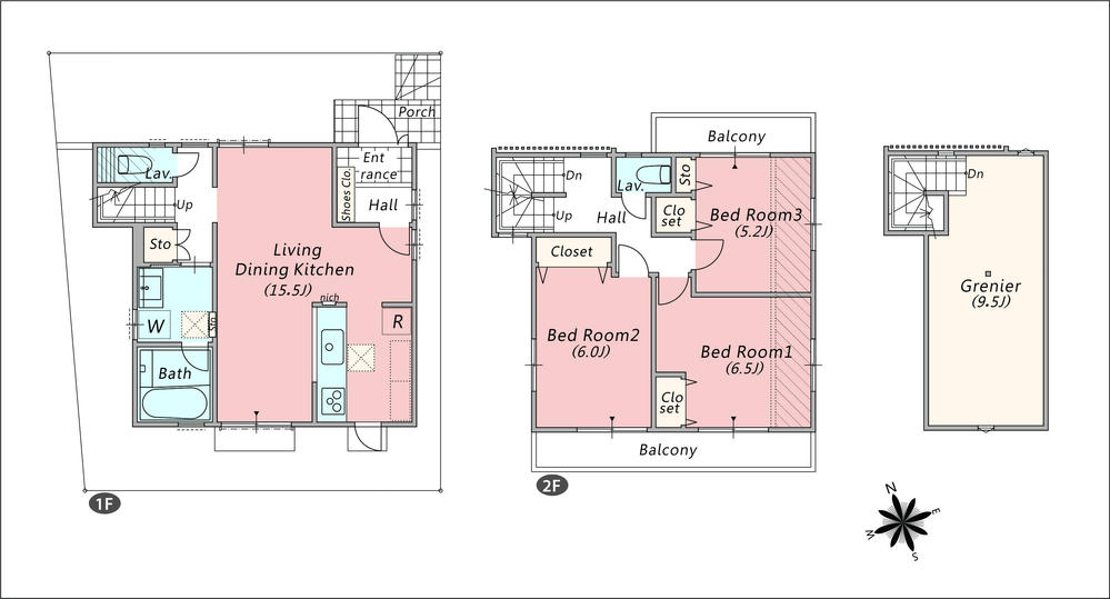 Floor plan. (1 Building), Price 42,600,000 yen, 3LDK+S, Land area 85 sq m , Building area 83.79 sq m