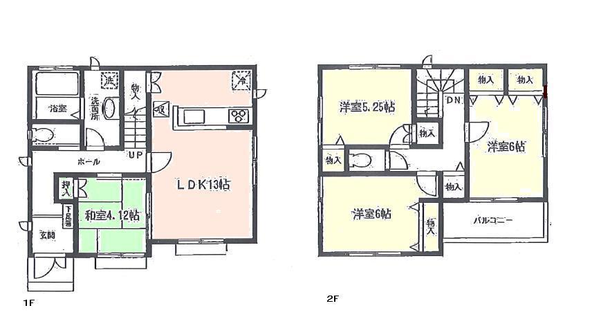 Floor plan. 35,900,000 yen, 4LDK, Land area 94.53 sq m , 4LDK of building area 90.25 sq m storage enhancement!