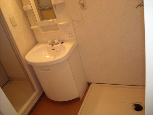 Washroom. Independent wash basin, Washing machine in the room