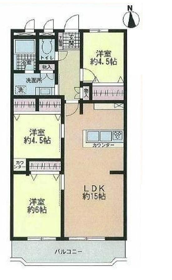 Floor plan. 3LDK, Price 24,800,000 yen, Occupied area 71.61 sq m , Balcony area 6.72 sq m