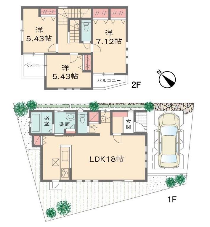 Floor plan. Price 36,800,000 yen, 3LDK, Land area 100.15 sq m , Building area 92.66 sq m