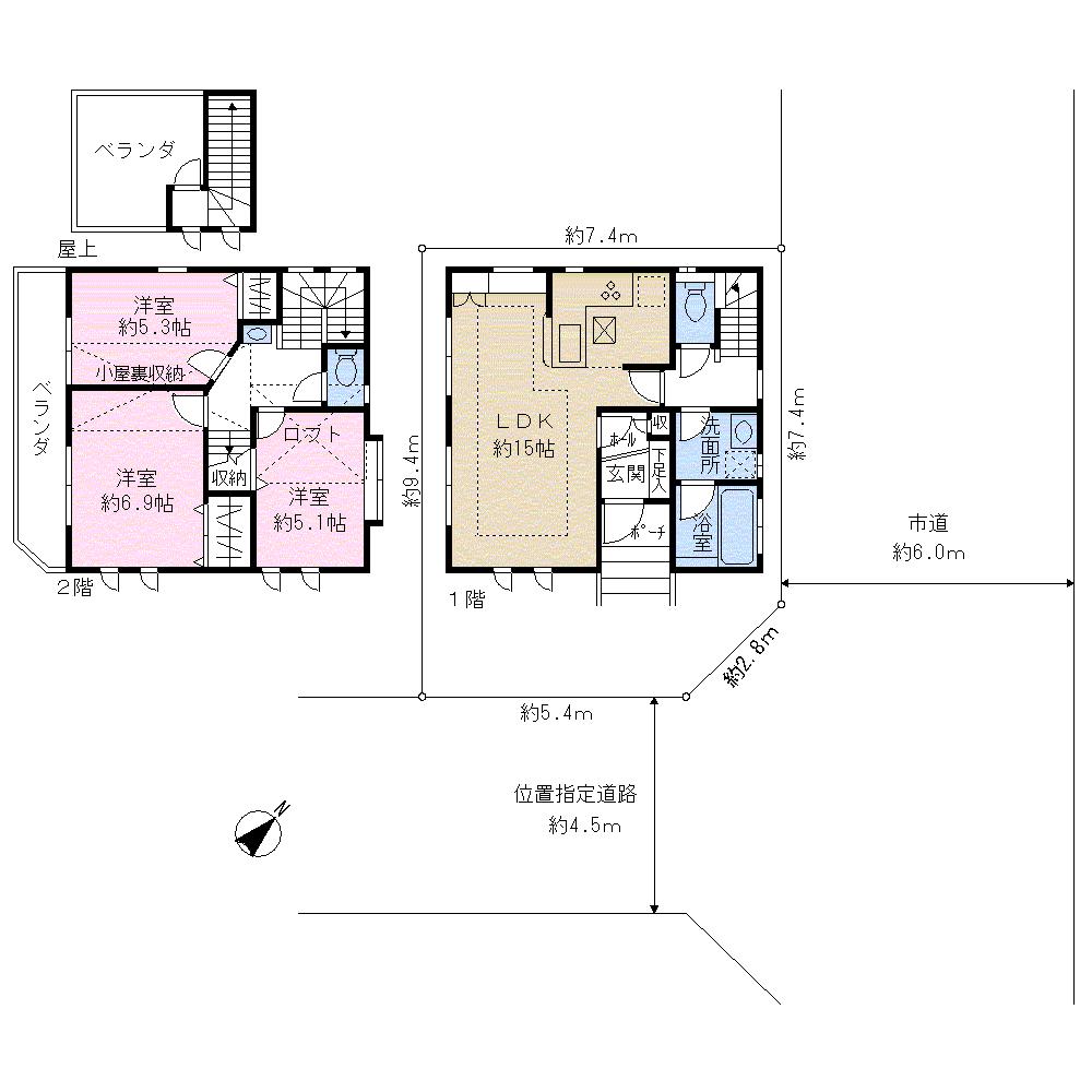 Floor plan. 45,800,000 yen, 3LDK, Land area 68 sq m , Building area 83.77 sq m