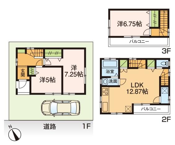 Floor plan. 30,800,000 yen, 3LDK, Land area 60.68 sq m , Building area 60.68 sq m