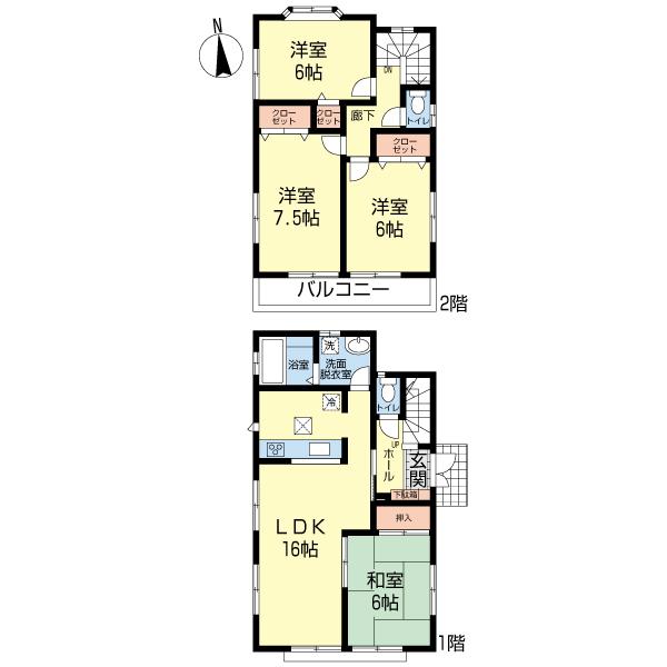 Floor plan. 22,800,000 yen, 4LDK, Land area 110.61 sq m , Building area 96.05 sq m