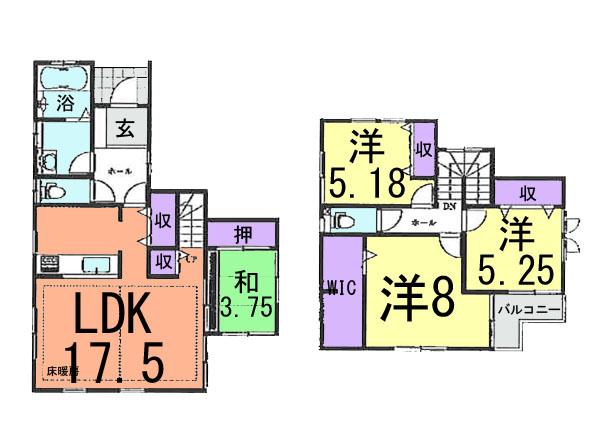 Floor plan. (1 Building), Price 46,800,000 yen, 4LDK+S, Land area 117.74 sq m , Building area 101.28 sq m
