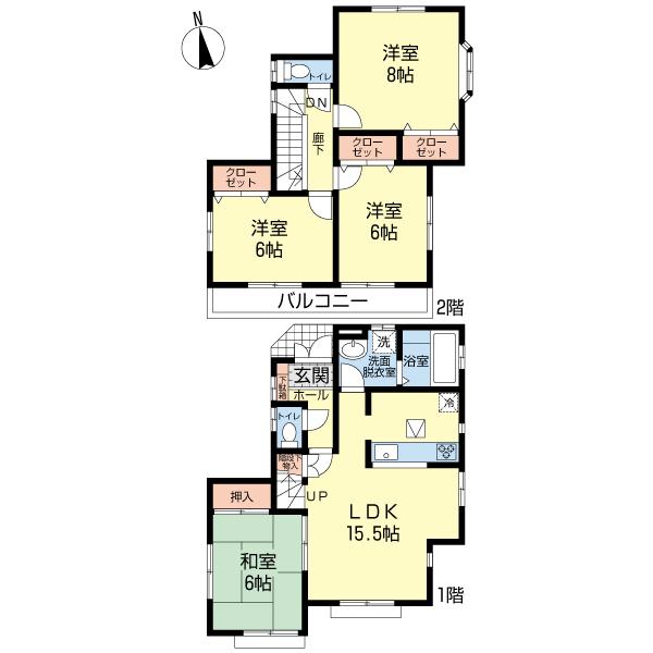 Floor plan. 26.5 million yen, 4LDK, Land area 105.82 sq m , Building area 96.05 sq m