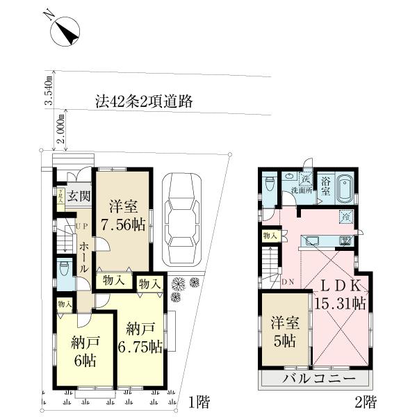 Floor plan. 35,800,000 yen, 2LDK+2S, Land area 90.02 sq m , Building area 92.11 sq m