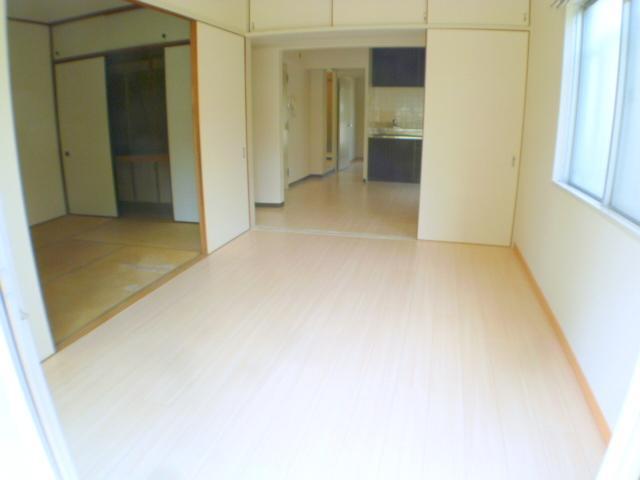 Living and room. Flooring is bright because whitish.