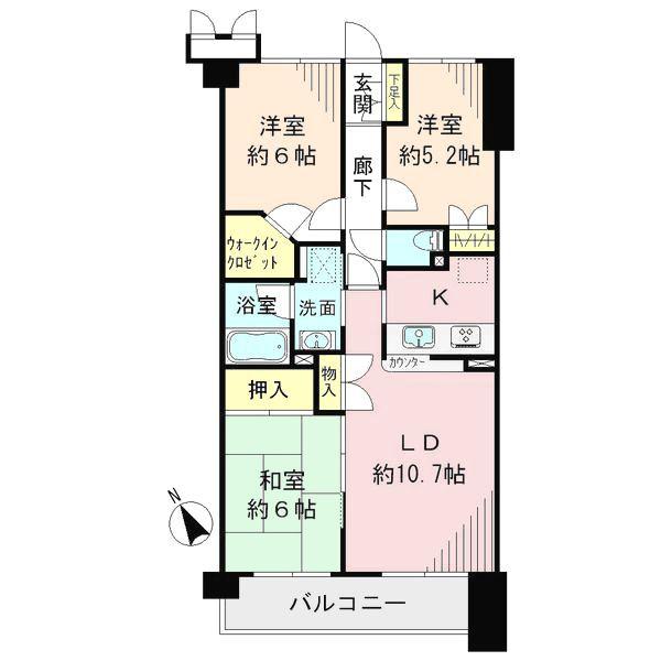 Floor plan. 3LDK, Price 28.8 million yen, Footprint 67.8 sq m , Balcony area 9 sq m Floor