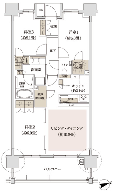Floor: 3LDK + 2WIC, occupied area: 70.29 sq m, Price: TBD