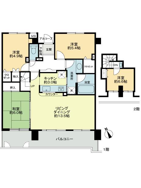 Floor plan. 4LDK, Price 29,800,000 yen, Occupied area 88.84 sq m , Balcony area 14.32 sq m