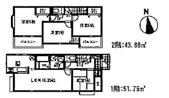 Floor plan. 19,800,000 yen, 4LDK, Land area 112.77 sq m , Building area 95.63 sq m