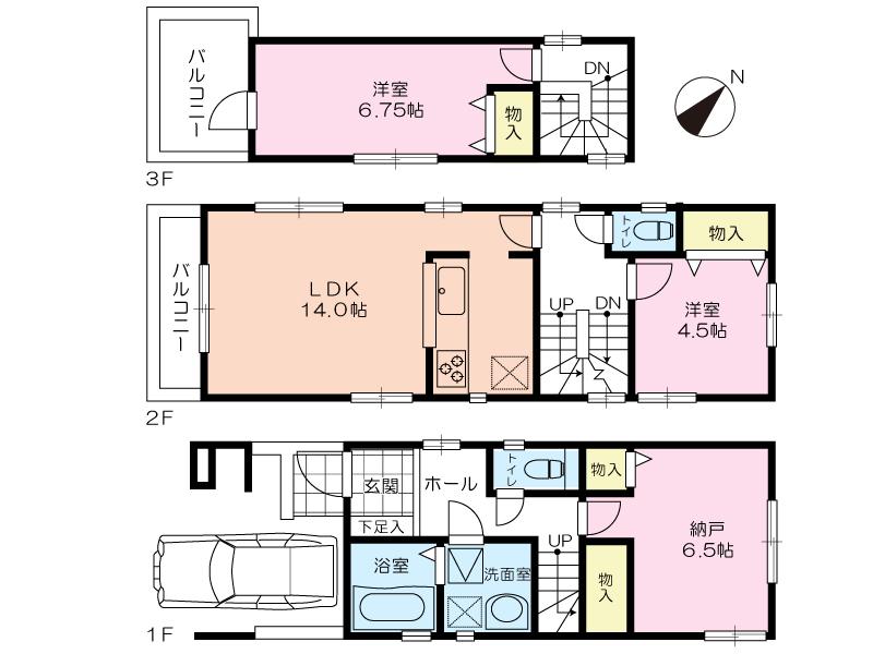 Floor plan. 35,800,000 yen, 3LDK, Land area 68.62 sq m , Building area 86.57 sq m