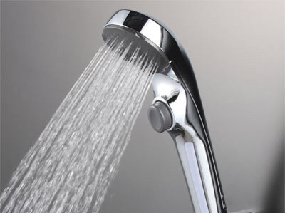 Bathing-wash room.  [One-stop water-saving shower head] Bathroom shower head, On the hand of a button ・ Frequently it can be waterproof in the off operation, Water-saving effect can be expected. (Model Room II-EOB type)