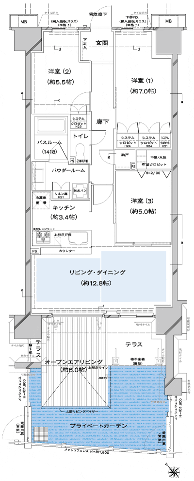Floor: 3LDK + OL + N + T + PG, occupied area: 75.02 sq m