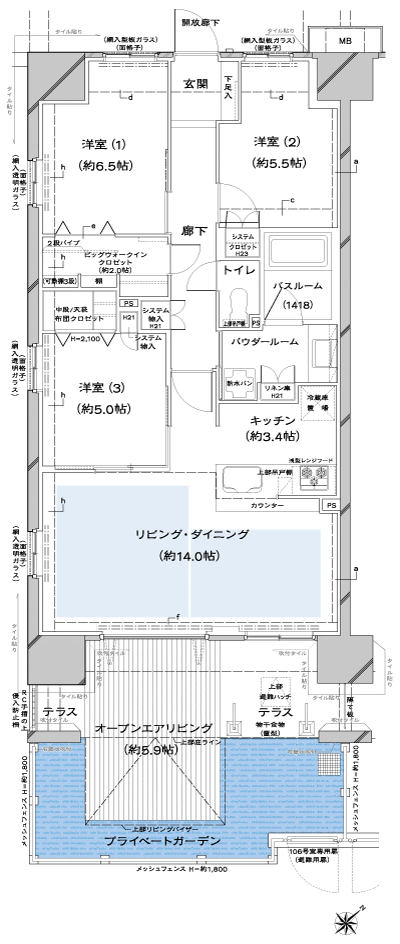 Floor: 3LDK + OL + BW + T + PG, occupied area: 78.04 sq m