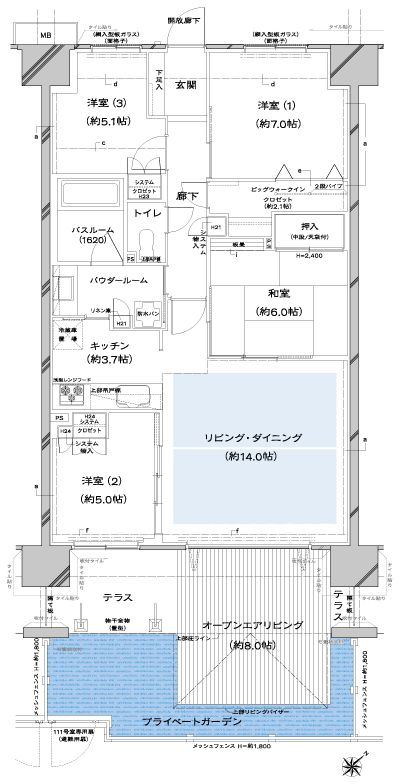 Floor: 4LDK + OL + BW + T + PG, occupied area: 90.14 sq m