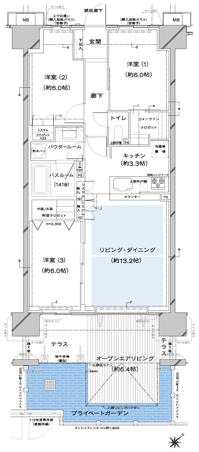 Floor: 3LDK + OL + W + T + PG, occupied area: 75.02 sq m