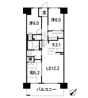 Floor: 3LDK + BW, the area occupied: 72.6 sq m