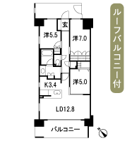 Floor: 3LDK + R + N, the occupied area: 75.02 sq m