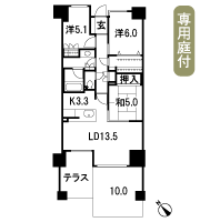 Floor: 3LDK + OB + BW + T + PG, occupied area: 75.73 sq m