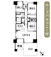 Floor: 3LDK + OB + BW + R, the occupied area: 75.73 sq m