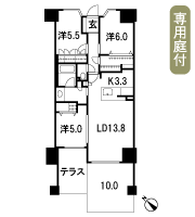 Floor: 3LDK + OB + BW + T + PG, the area occupied: 75.8 sq m