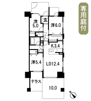 Floor: 3LDK + OB + BW + T + PG, occupied area: 72.74 sq m