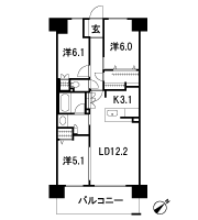 Floor: 3LDK + BW, the area occupied: 72.6 sq m