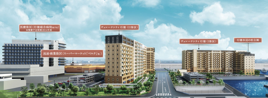 appearance ・ Around the city-ku, Rendering CG / Which it was drawn based on drawing planning stage, appearance ・ Outdoor facility ・ Planting is slightly different actual and. For city block in the development, There is a possibility that a change in the future.