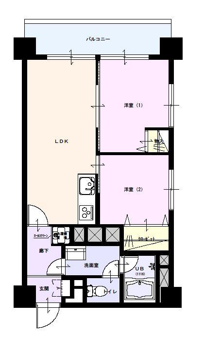 Floor plan. 2LDK, Price 13.8 million yen, Occupied area 47.92 sq m , Balcony area 6.92 sq m