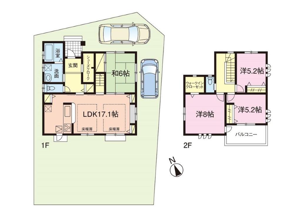 Floor plan. (1 Building), Price 38,300,000 yen, 4LDK, Land area 177.63 sq m , Building area 104.64 sq m