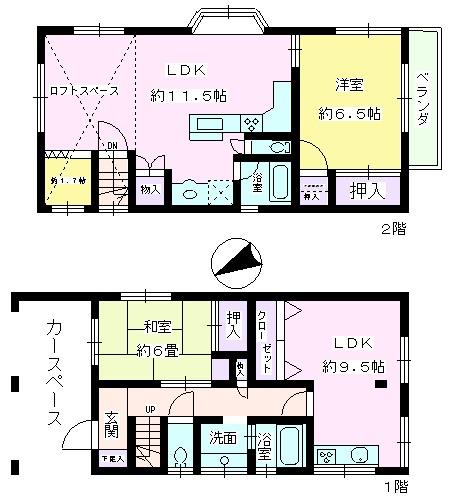Floor plan. 16,900,000 yen, 2LDDKK, Land area 89.6 sq m , Building area 72.3 sq m