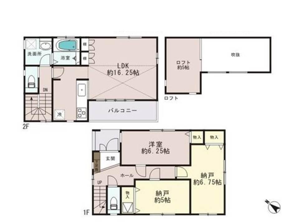 Floor plan. (1 Building), Price 35,800,000 yen, 1LDK+2S, Land area 87.14 sq m , Building area 85.7 sq m
