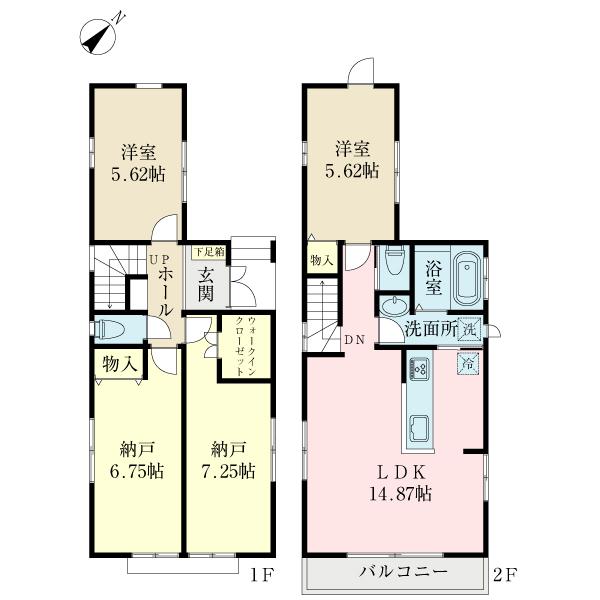 Floor plan. 39,800,000 yen, 2LDK+2S, Land area 94.04 sq m , Building area 91.09 sq m