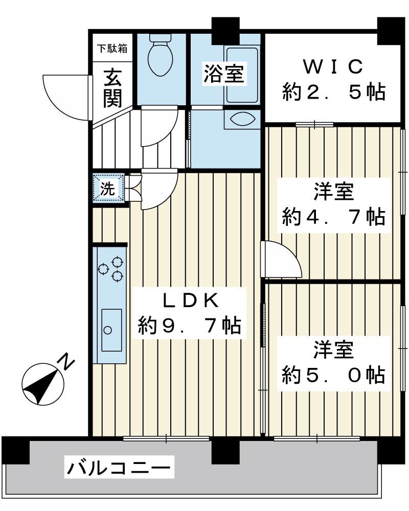 Floor plan. 2LDK, Price 13.8 million yen, Occupied area 50.54 sq m , Balcony area 7.36 sq m 2013 October renovation already completed