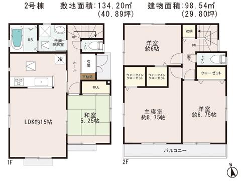 Floor plan. 24,800,000 yen, 4LDK, Land area 134.2 sq m , Building area 98.54 sq m