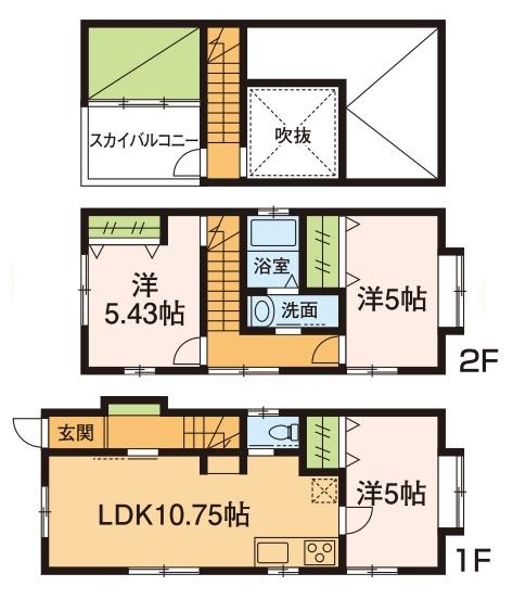 Floor plan. 28.8 million yen, 3LDK, Land area 67.75 sq m , Building area 65.16 sq m