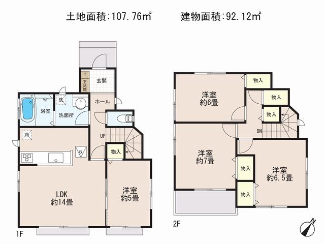 Floor plan. 25,800,000 yen, 4LDK, Land area 107.76 sq m , Building area 92.12 sq m