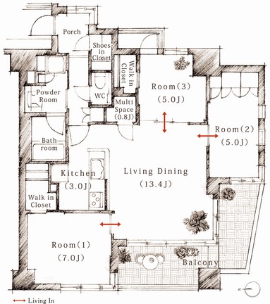 Other. D type ・ 3LDK + 2W.I.C + Multi Space (storeroom) + S.I.C footprint / 78.20 sq m balcony area / 12.80 sq m  ※ W.I.C = walk-in black - georgette ※ S.I.C = shoes-in closet