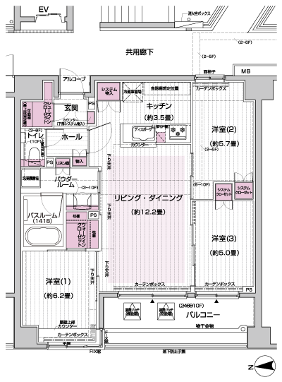 Floor: 3LDK + WIC + SC, occupied area: 70.82 sq m