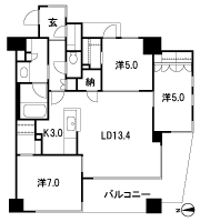 Floor: 3LDK + 2WIC + N + SC, the area occupied: 78.2 sq m