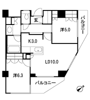 Floor: 2LDK + SC, occupied area: 57.96 sq m