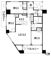 Floor: 3LDK + WIC, the occupied area: 69.95 sq m