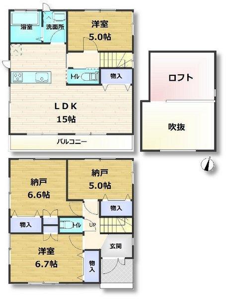Floor plan. 27.3 million yen, 2LDK+S, Land area 76.66 sq m , Building area 87.97 sq m